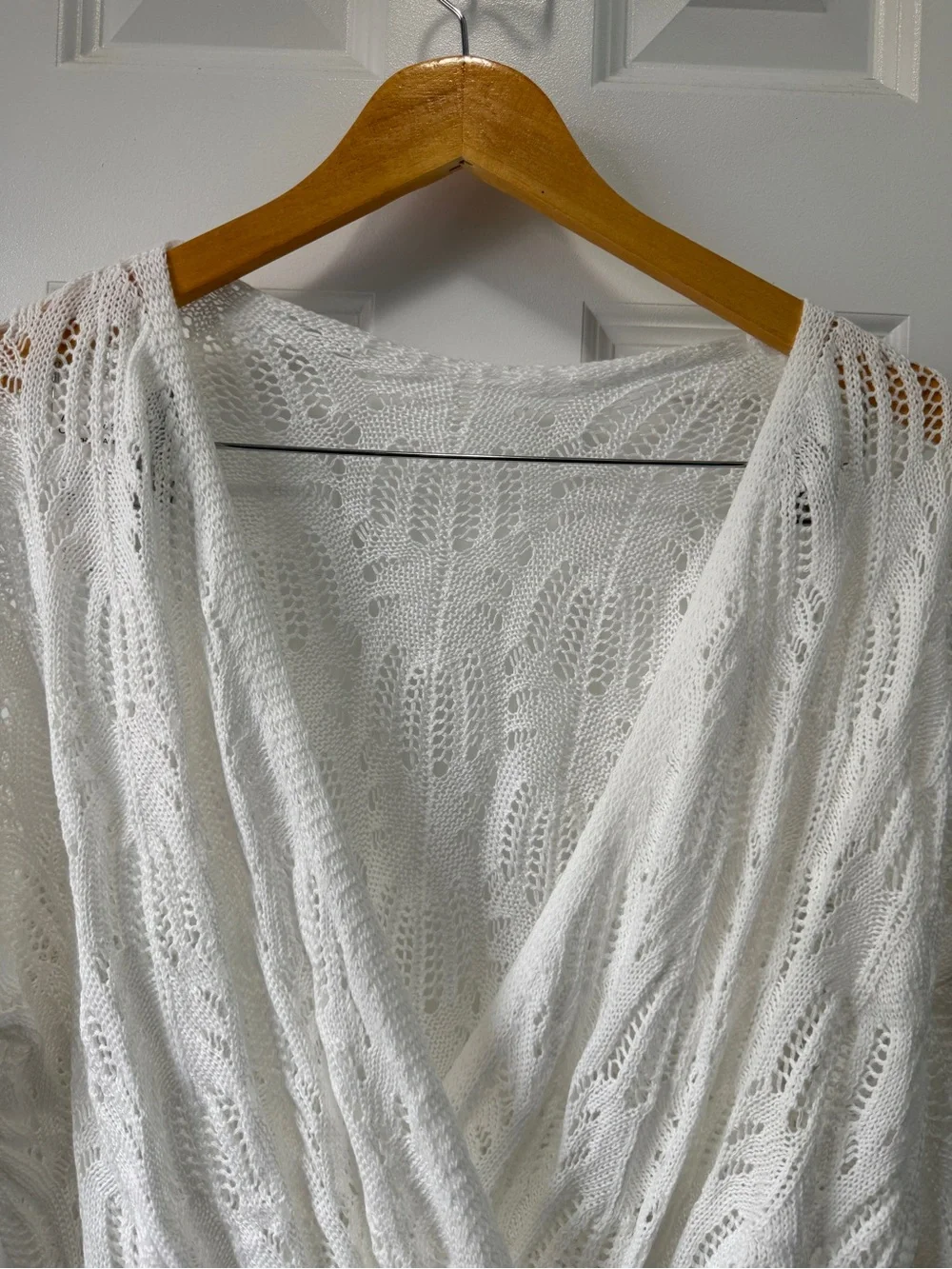 NWT CUPSHE White Crochet type wrap sweater Size Large - Picture 6 of 10